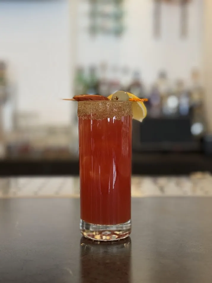 Caesar cocktail with celery and lime